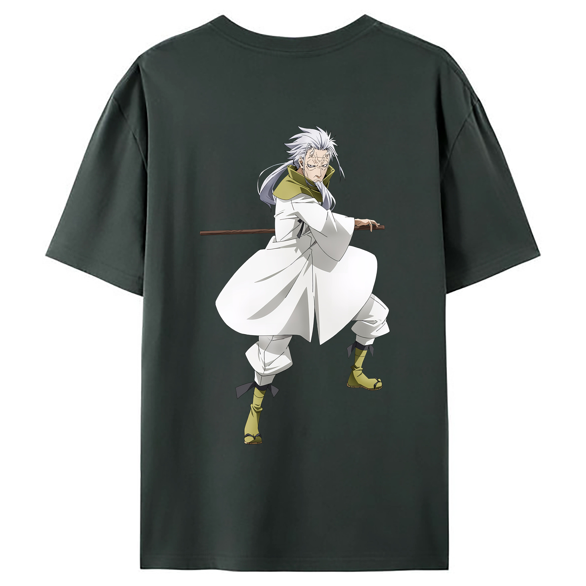 （画像用） 転スラ Regarding Reincarnated to Slime 綿100％ メンズ半袖Tシャツ（バックプリント） 通気性